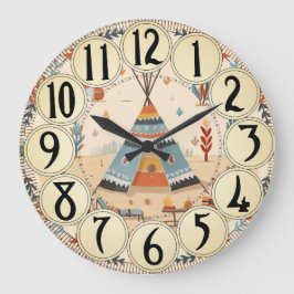Vintager amerikanischer Ureinwohner Große Wanduhr