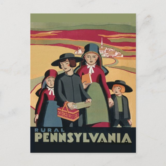 Vintager Amish Rural Pennsylvania Tourismus Postkarte (Vorderseite)