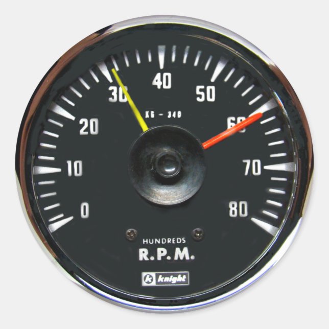 Vintager Analog Auto Tachometer Glossaraufkleber Runder Aufkleber (Vorderseite)