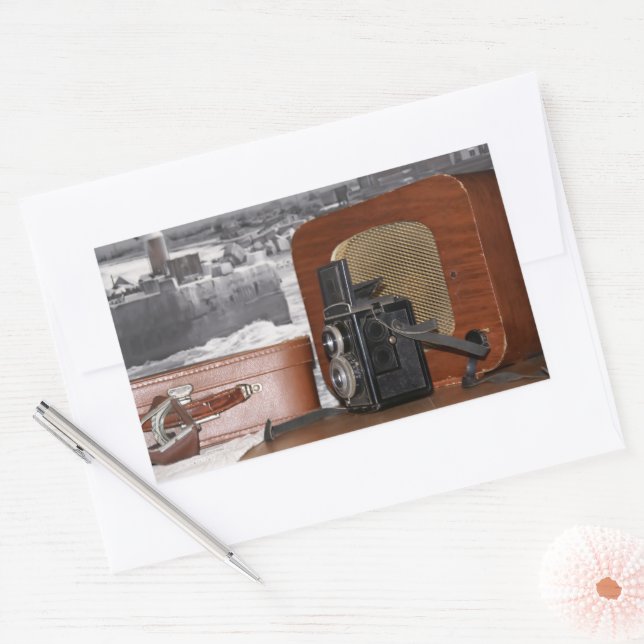 Vintager analoger Kamerakorder Rechteckiger Aufkleber (Umschlag)