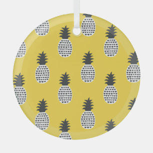 Vintager Ananas Spaß Nahtlose Illustration Ornament Aus Glas