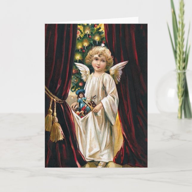 Vintager Angel Feiertagskarte (Vorderseite)