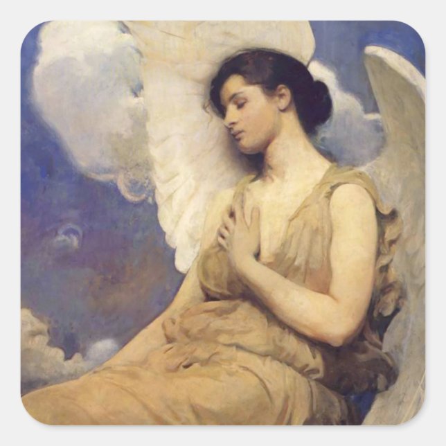 Vintager Angel mit Flügelgeflecht Quadratischer Aufkleber (Vorderseite)