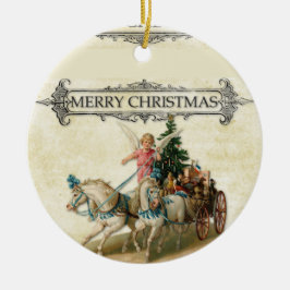 Vintager Angel Ride Pferde Weihnachtsbaum Keramik Ornament