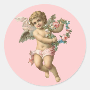 Vintager Angel Runder Aufkleber