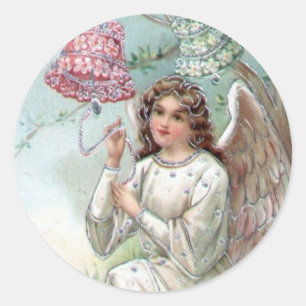 Vintager Angel Runder Aufkleber