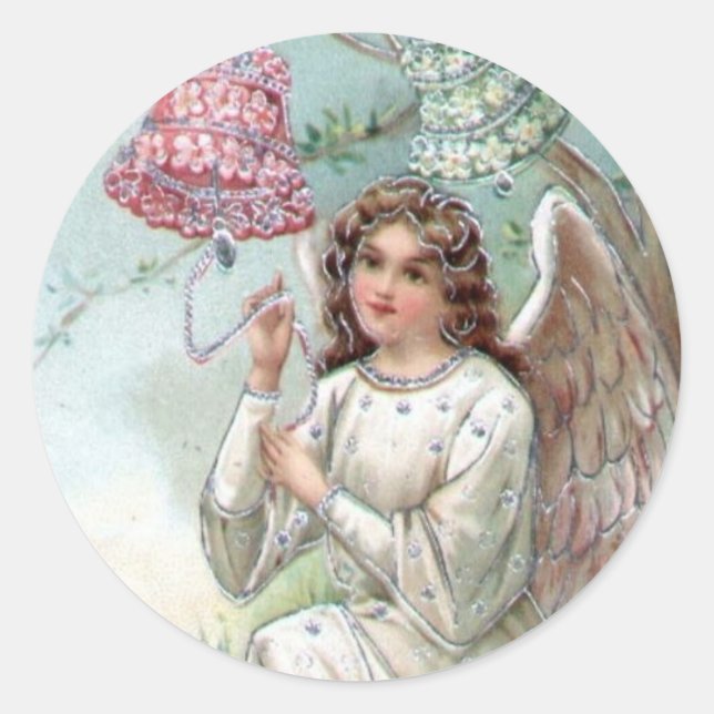 Vintager Angel Runder Aufkleber (Vorderseite)