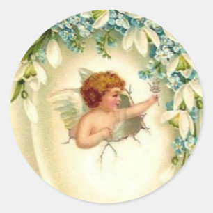 Vintager Angel Runder Aufkleber