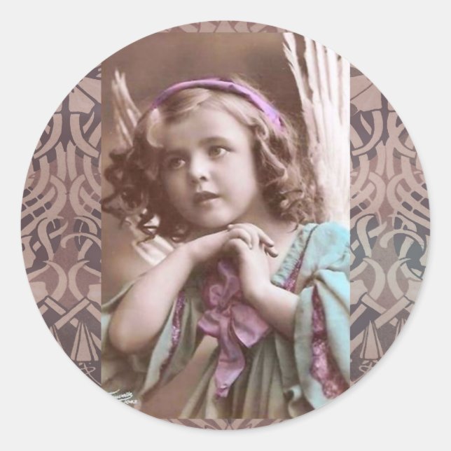 Vintager Angel Runder Aufkleber (Vorderseite)