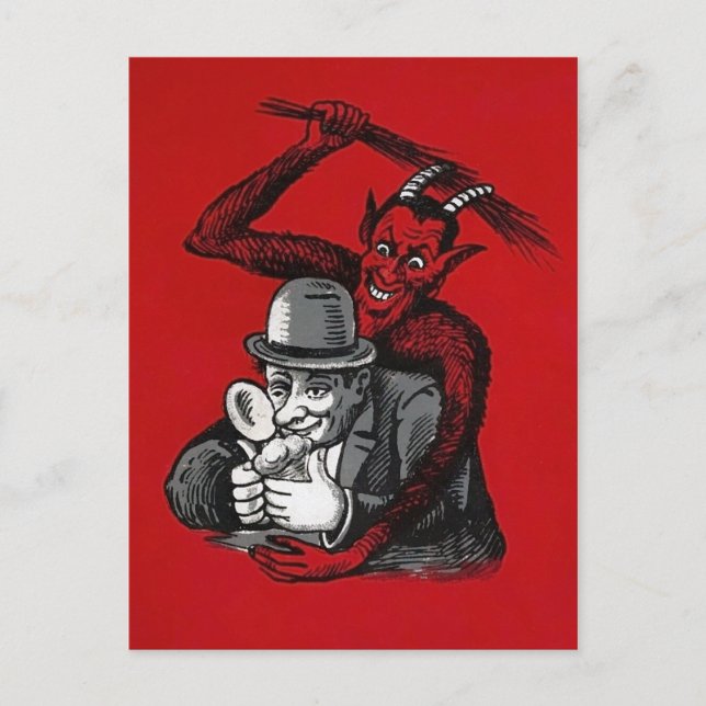 Vintager Angriff auf den Viktorianischen Teufel Postkarte (Vorderseite)