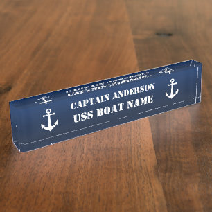 Vintager Anker-Kapitän und Schiff Namensplakette