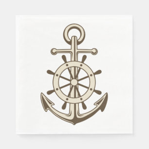 Vintager Anker- und Schiffsradschuh Serviette