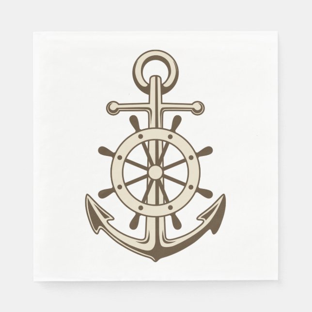 Vintager Anker- und Schiffsradschuh Serviette (Vorderseite)