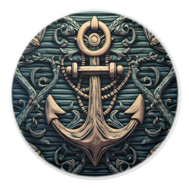 Vintager Ankergedanke Keramikknauf (Vorderseite)