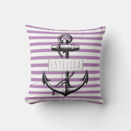 Vintager Ankerlavender gestreift nautisch Kissen