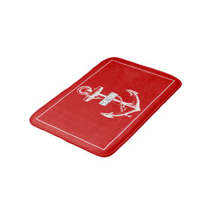 Vintager Ankerrahmen mit Namen, rotes nautisches F Badematte