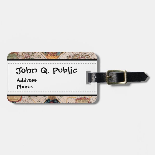 Vintager antiker alte Weltkarten-Entwurf verblaßte Gepäckanhänger (Vorderseite horizontal)