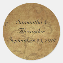 Vintager antiker brauner Swirbel passender Umschla Runder Aufkleber