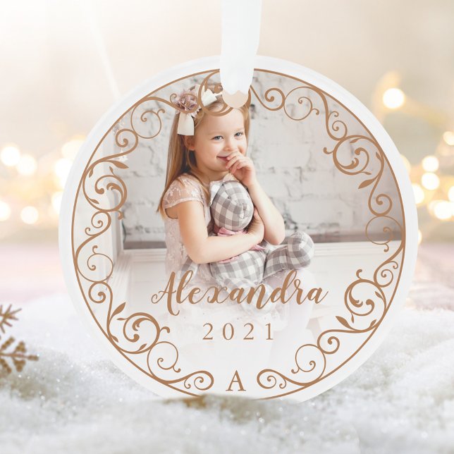 Vintager antiker Geblüht Scroll Foto Rahmen Ornament (Vintage Antique Flourish Scroll Photo Frame Ornament)