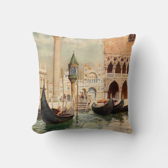 Vintager antiker Gondel-Schrein Italiens Venedig Kissen (Vorderseite)