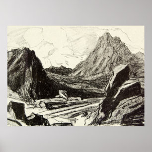 Vintager antiker Hügel Landschaftsschottlands Poster