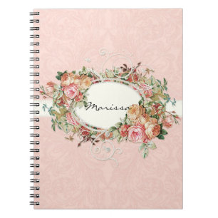 Vintager antiker Rosen-Blumenblumenstrauß-moderne Notizblock