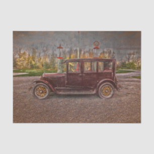 Vintager antiker Rustikaler brauner Wagen Seidenpapier