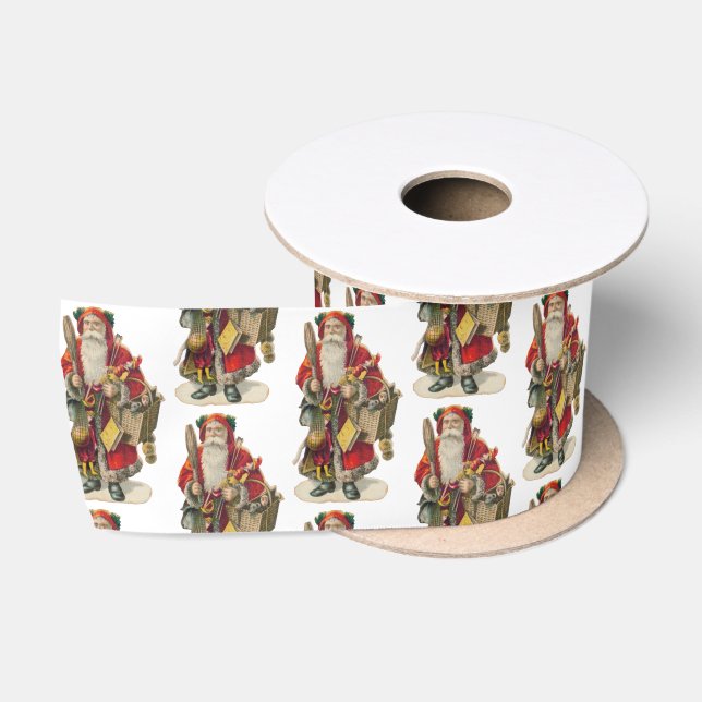Vintager antiker Weihnachtsmann Satinband (Spule)