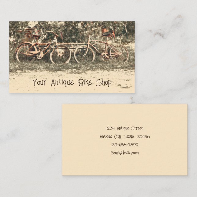 Vintager Antiquitätenladen Rustikales Landbike Visitenkarte (Vorne/Hinten)