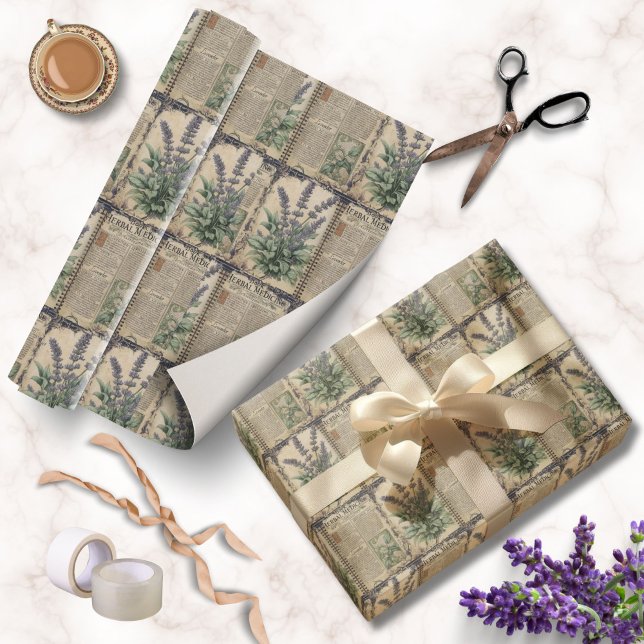 Vintager Apothecary Lavendel Geschenkpapier (Vintage Lavender Dream Apothecary Wrapping Paper for Mother's Day or Garden Lovers Gifts)