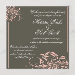 Vintager Apple Pink und Gray Hochzeitsempfang Einladung
