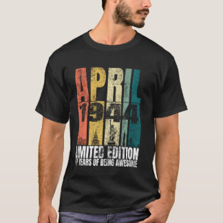 Vintager April 1944 Tag 77 Jahre alt 77. Geburtsta T-Shirt