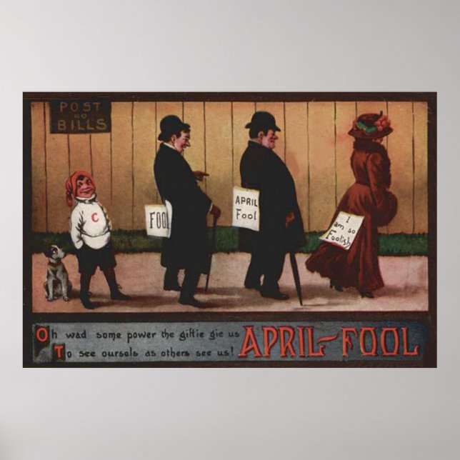 Vintager Aprilscherz auf dem Rücken Poster (Vorne)