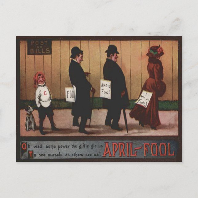 Vintager Aprilscherz auf dem Rücken Postkarte (Vorderseite)