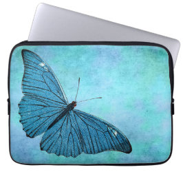 Vintager Aquamariner Blauer Schmetterling der 1800 Laptopschutzhülle
