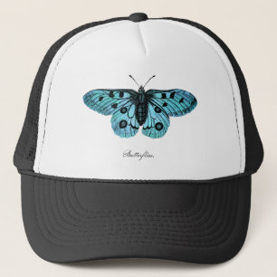 Vintager aquamariner blauer zeichnender truckerkappe