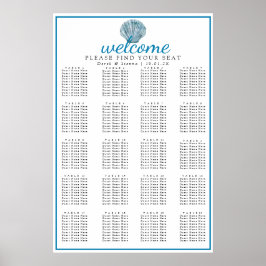 Vintager Aquamariner Blue Single Seashell Hochzeit Poster