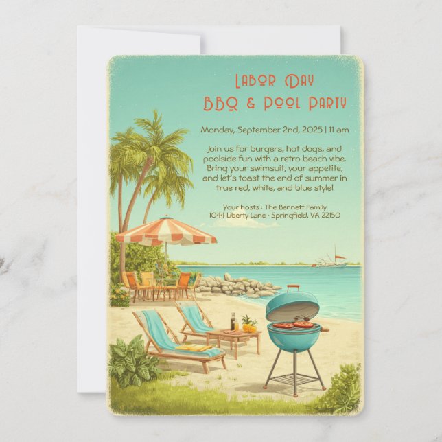 Vintager Arbeitstag GRILLEN und Party Einladung vo (Vorderseite)