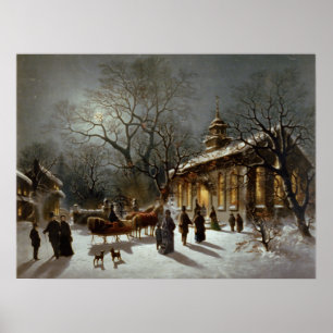 Vintager archivalischer Druck Weihnachtsabends Poster