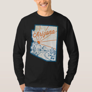 Vintager Arizona Staat Karte Handgezeichnete Wüste T-Shirt