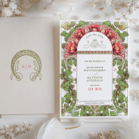 Vintager Art Roter Lotus Save the Date