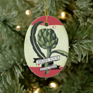 Vintager Artischocken Feinschmecker Weihnachten Keramik Ornament
