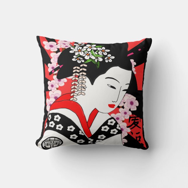 Vintager Artjapaner Geisha Kissen (Vorderseite)