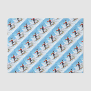 Vintager Artpenguin-Abfahrtskilauf Seidenpapier