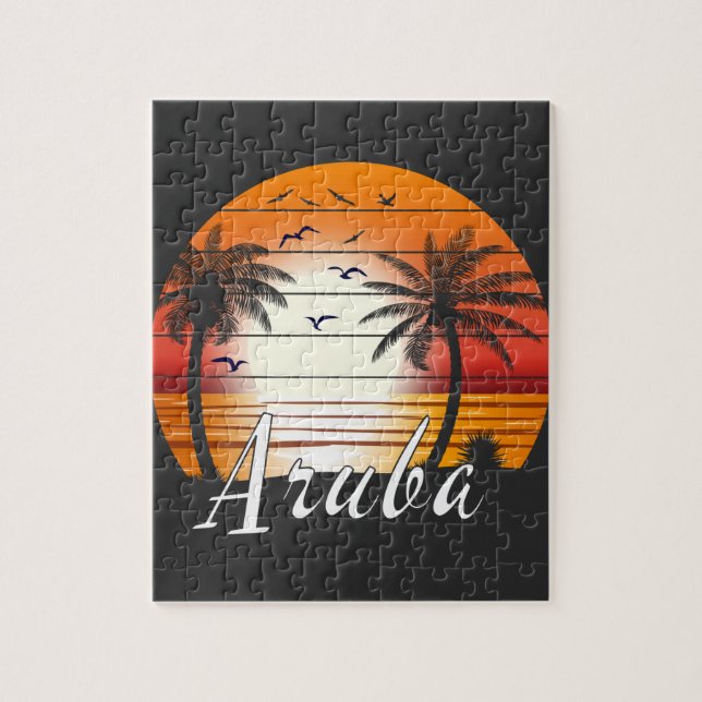 Vintager Aruba Palm Tree Summer Beach (Vertikal)