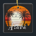 Vintager Aruba Palm Tree Summer Beach Keramikornament<br><div class="desc">Phantastisches Vintages Aruba Design für Strandliebhaber im Sommer.</div>