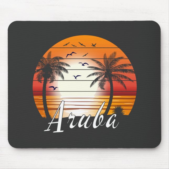 Vintager Aruba Palm Tree Summer Beach Mousepad (Vorne)
