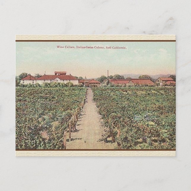 Vintager Asti California Weinkeller Postkarte (Vorderseite)
