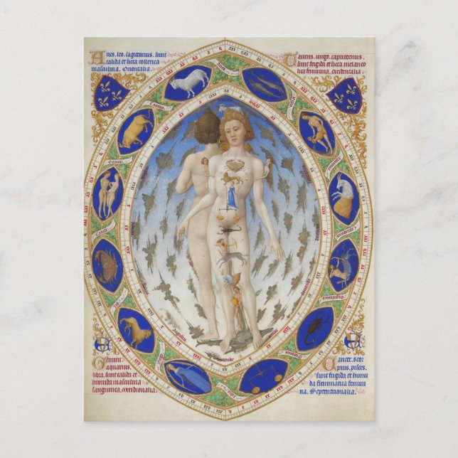 Vintager Astrologischer Kalender Gruß Feiertagspostkarte (Vorderseite)