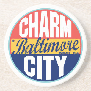 Vintager Aufkleber Baltimores Sandstein Untersetzer